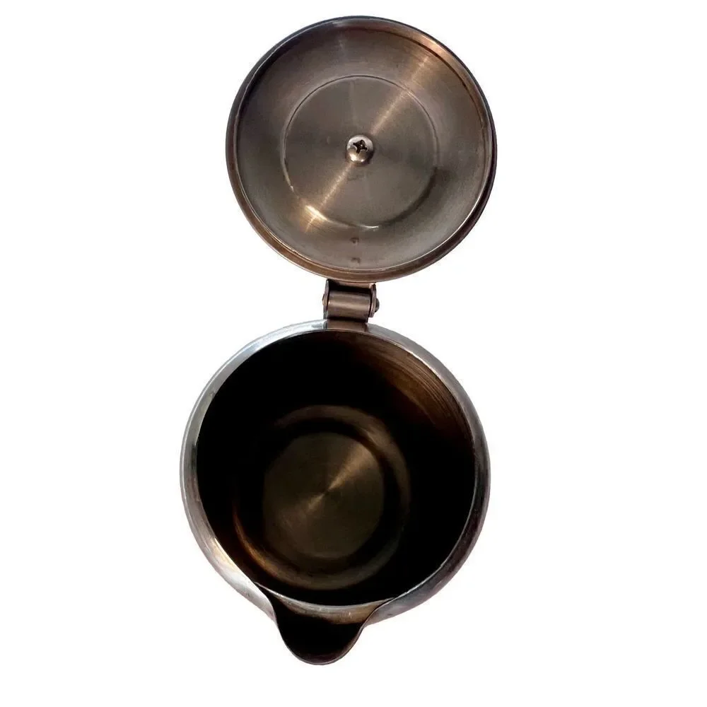 VTG Stainless Steel Restaurant Style Teapot, Flip Top, Black Inlay Handle & Top